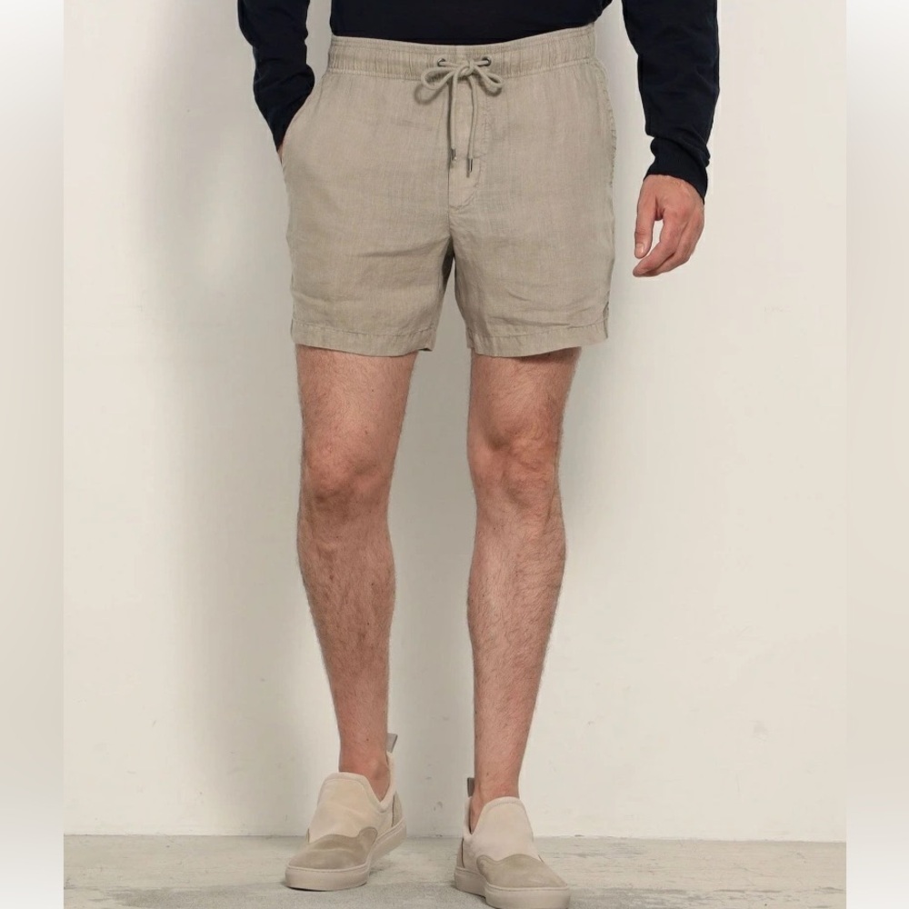 James Perse Men’s Linen Shorts Drawstring Pocket Casual Beige MKOH4249 summer 5